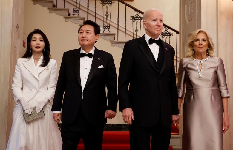 Tổng thống Mỹ Joe Biden chủ trì quốc yến chào mừng Tổng thống Hàn Quốc Yoon Suk Yeol