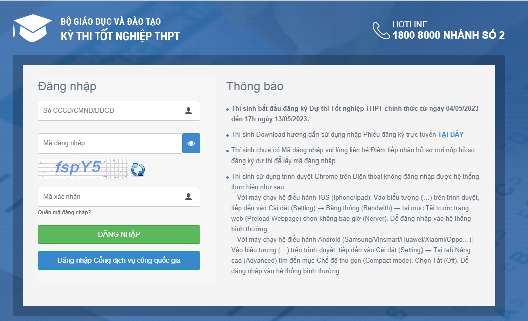 Hướng dẫn cách đăng ký thi tốt nghiệp THPT năm 2023 trực tuyến