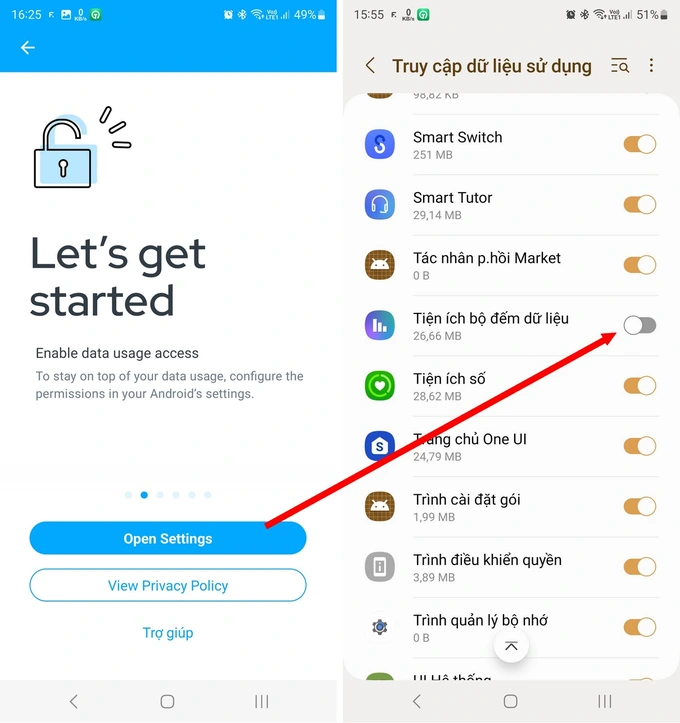 Chọn Open Settings