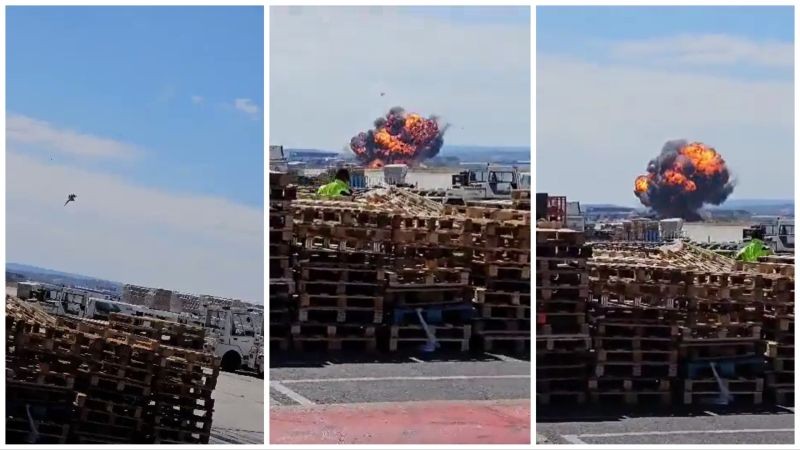 Rơi máy bay chiến đấu F-18 tại Tây Ban Nha. (Nguồn: Twitter)