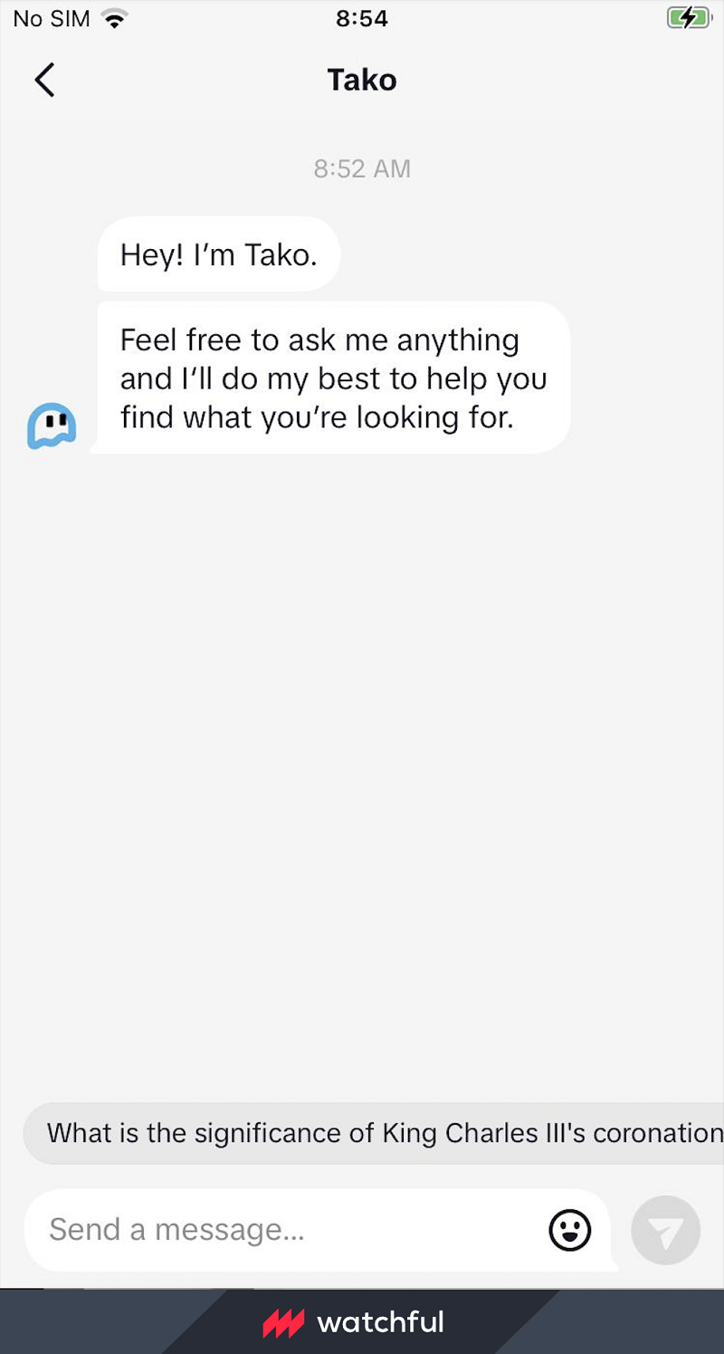 Giao diện chatbot Tako. Giao diện chatbot Tako.