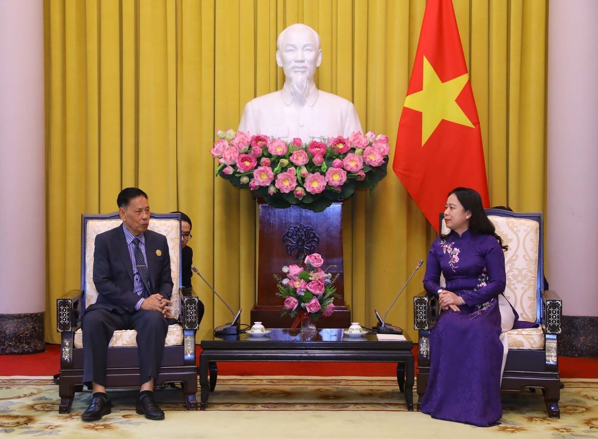 Phó Chủ tịch nước Võ Thị Ánh Xuân tiếp ông Nhem Valy, Phó Chủ tịch Thường trực kiêm Tổng thư ký Hội đồng Quốc gia Mặt trận đoàn kết phát triển Tổ quốc Campuchia. (Nguồn: TTXVN) Phó Chủ tịch nước Võ Thị Ánh Xuân tiếp ông Nhem Valy, Phó Chủ tịch Thường trực kiêm Tổng thư ký Hội đồng Quốc gia Mặt trận đoàn kết phát triển Tổ quốc Campuchia. (Nguồn: TTXVN)