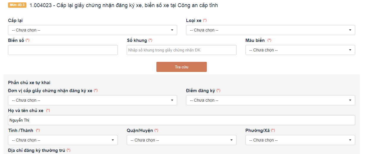 Hứng dẫn cách làm lại giấy đăng ký xe (cà vẹt xe) online Hướng dẫn cách làm lại giấy đăng ký xe online