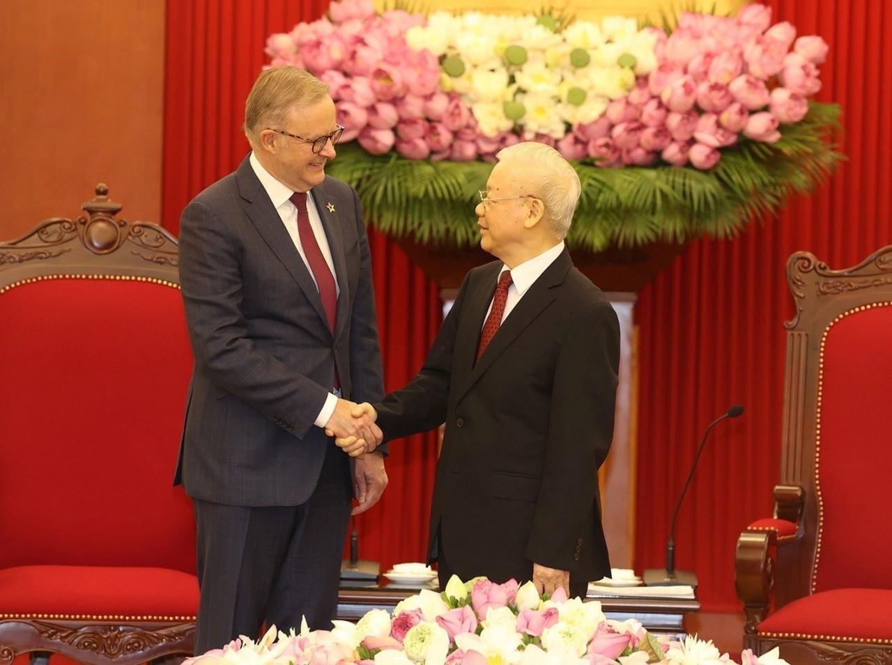 Tổng Bí thư Nguyễn Phú Trọng tiếp Thủ tướng Australia Anthony Albanese. (Nguồn: TTXVN) Tổng Bí thư Nguyễn Phú Trọng tiếp Thủ tướng Australia Anthony Albanese. (Nguồn: TTXVN)