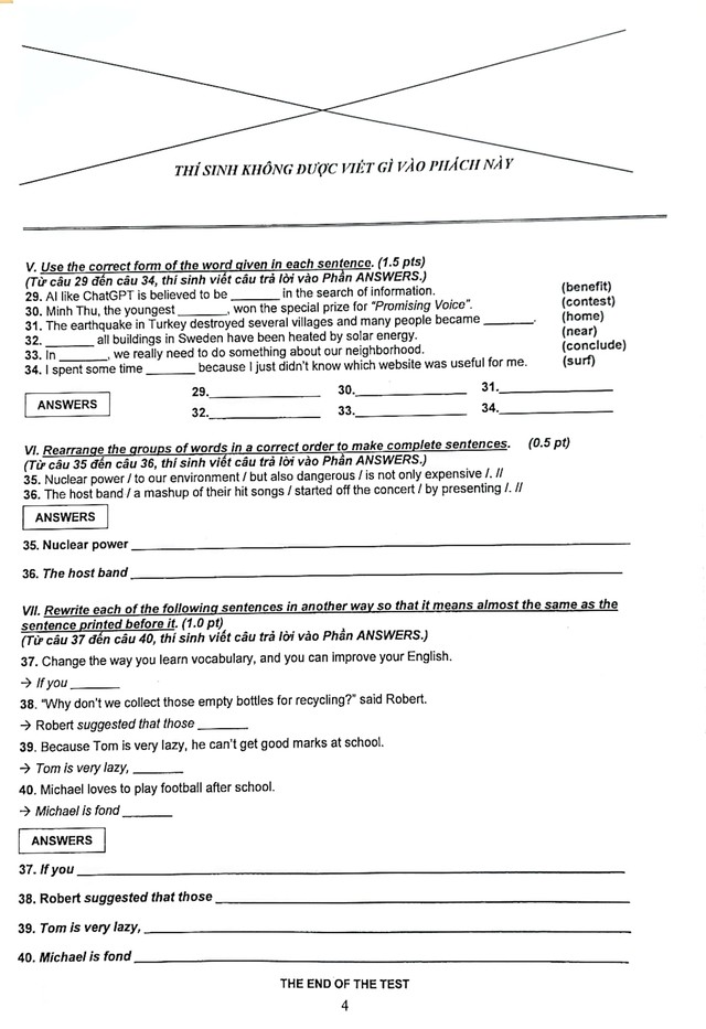 Đề thi Tiếng Anh lớp 10 tại TP. Hồ Chí Minh Đề thi Tiếng Anh lớp 10 tại TP. Hồ Chí Minh