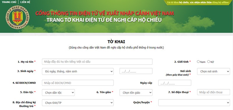 Thủ tục làm hộ chiếu phổ thông online Hướng dẫn làm hộ chiếu phổ thông online
