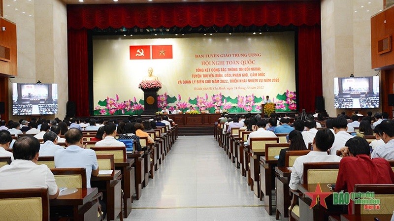 Hội nghị toàn quốc tổng kết công tác thông tin đối ngoại; tuyên truyền biển, đảo; phân giới, cắm mốc và quản lý biên giới năm 2022; triển khai nhiệm vụ năm 2023. Hội nghị toàn quốc tổng kết công tác thông tin đối ngoại; tuyên truyền biển, đảo; phân giới, cắm mốc và quản lý biên giới năm 2022; triển khai nhiệm vụ năm 2023.