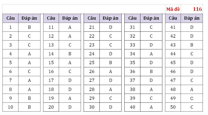 Đáp án tham khảo môn Toán thi tốt nghiệp THPT 2023 Đáp án tham khảo môn Toán thi tốt nghiệp THPT 2023