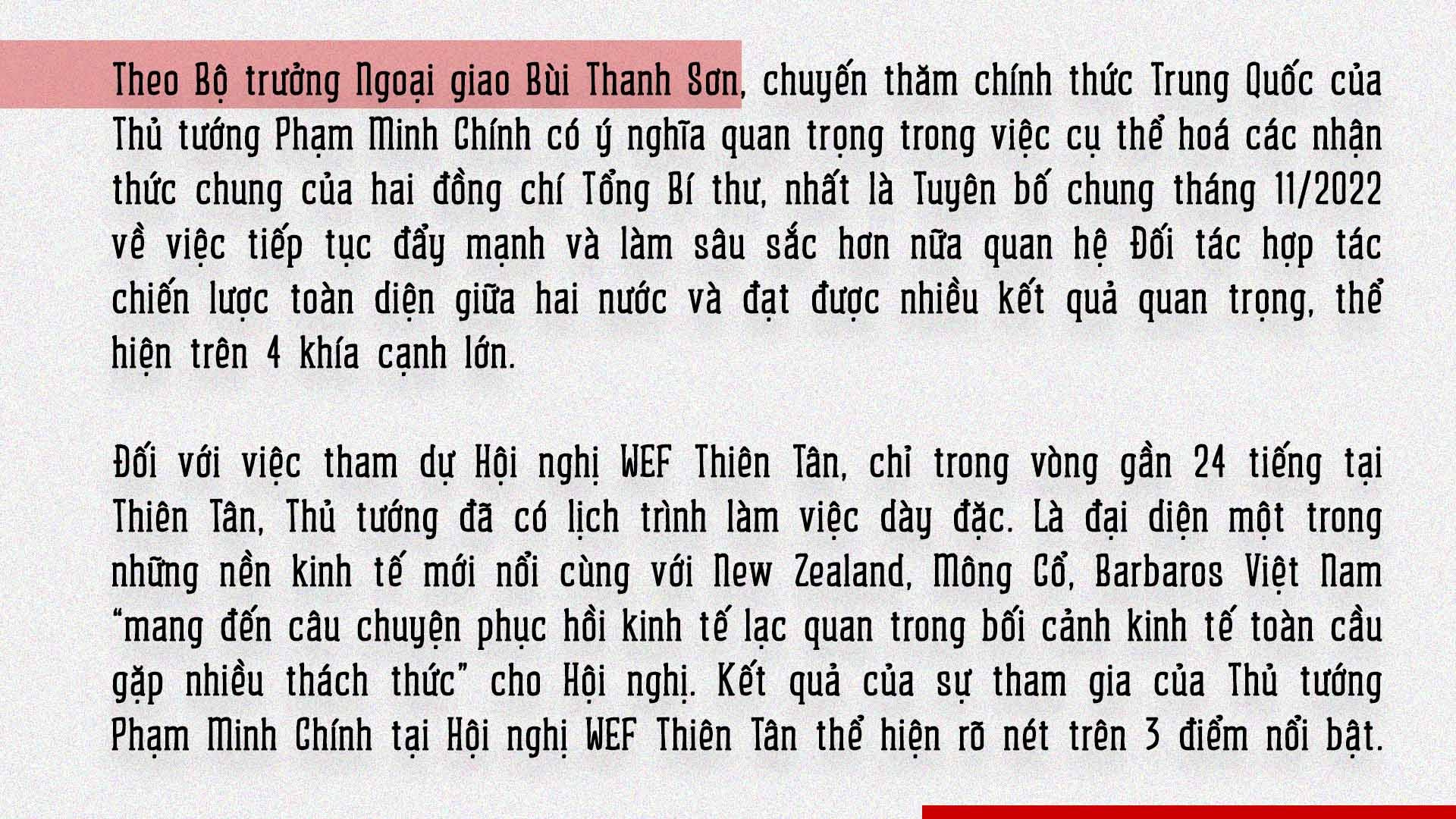 Thủ tướng Phạm Minh Chính thăm Trung Quốc và dự Hội nghị WEF Thiên Tân: 7 điểm nhấn quan trọng