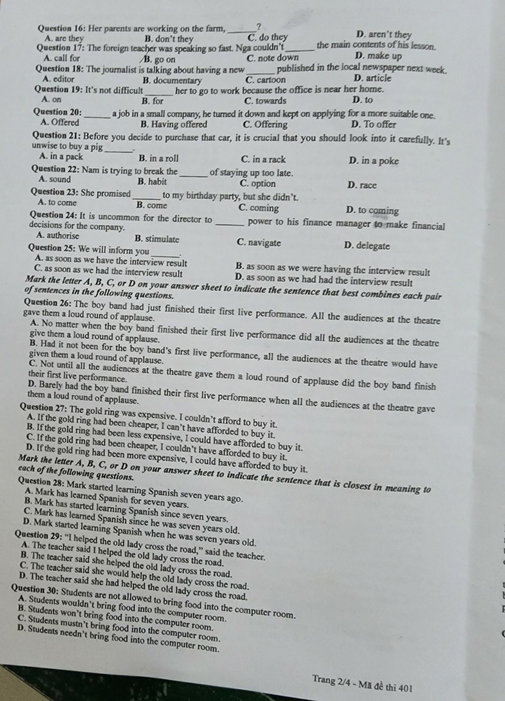 Đề môn Tiếng Anh thi tốt nghiệp THPT 2023 chính thức Đề môn Tiếng Anh thi tốt nghiệp THPT 2023 chính thức