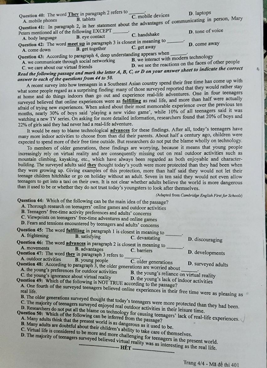 Đề môn Tiếng Anh thi tốt nghiệp THPT 2023 chính thức Đề môn Tiếng Anh thi tốt nghiệp THPT 2023 chính thức