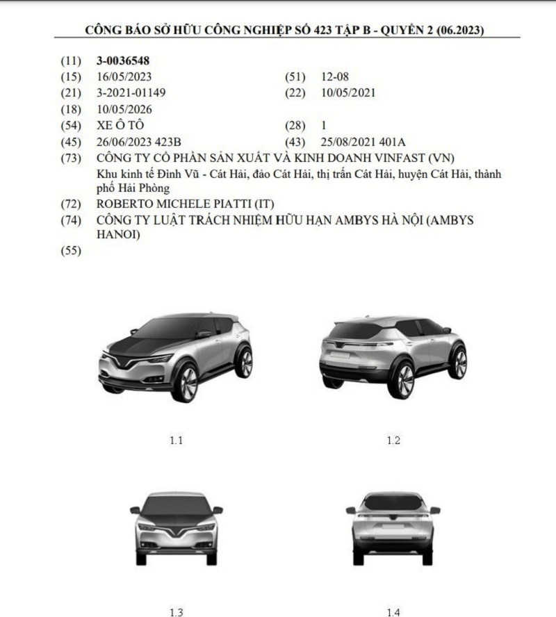 Ngoại hình đặc biệt của mẫu ô tô điện VinFast mới được đăng ký bảo hộ.