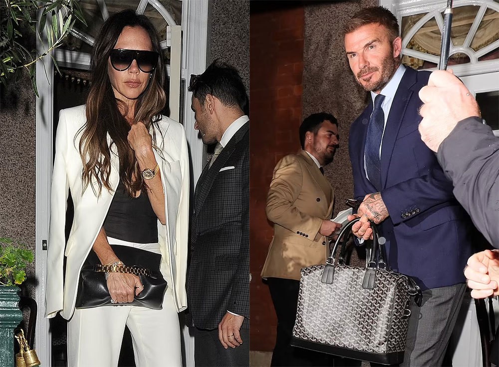 Vợ chồng David Beckham và các con đi ăn vài giờ sau khi cả hai chia sẻ ảnh, video chúc mừng nhau nhân kỷ niệm ngày cưới. Cặp sao mặc thanh lịch khi tới nhà hàng.