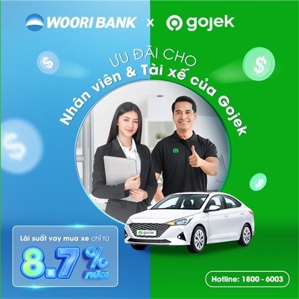 Ngân hàng Woori hợp tác cùng GoJek mang đến ưu đãi lãi suất hấp dẫn khi vay mua ô tô Ngân hàng Woori hợp tác cùng GoJek mang đến ưu đãi lãi suất hấp dẫn khi vay mua ô tô