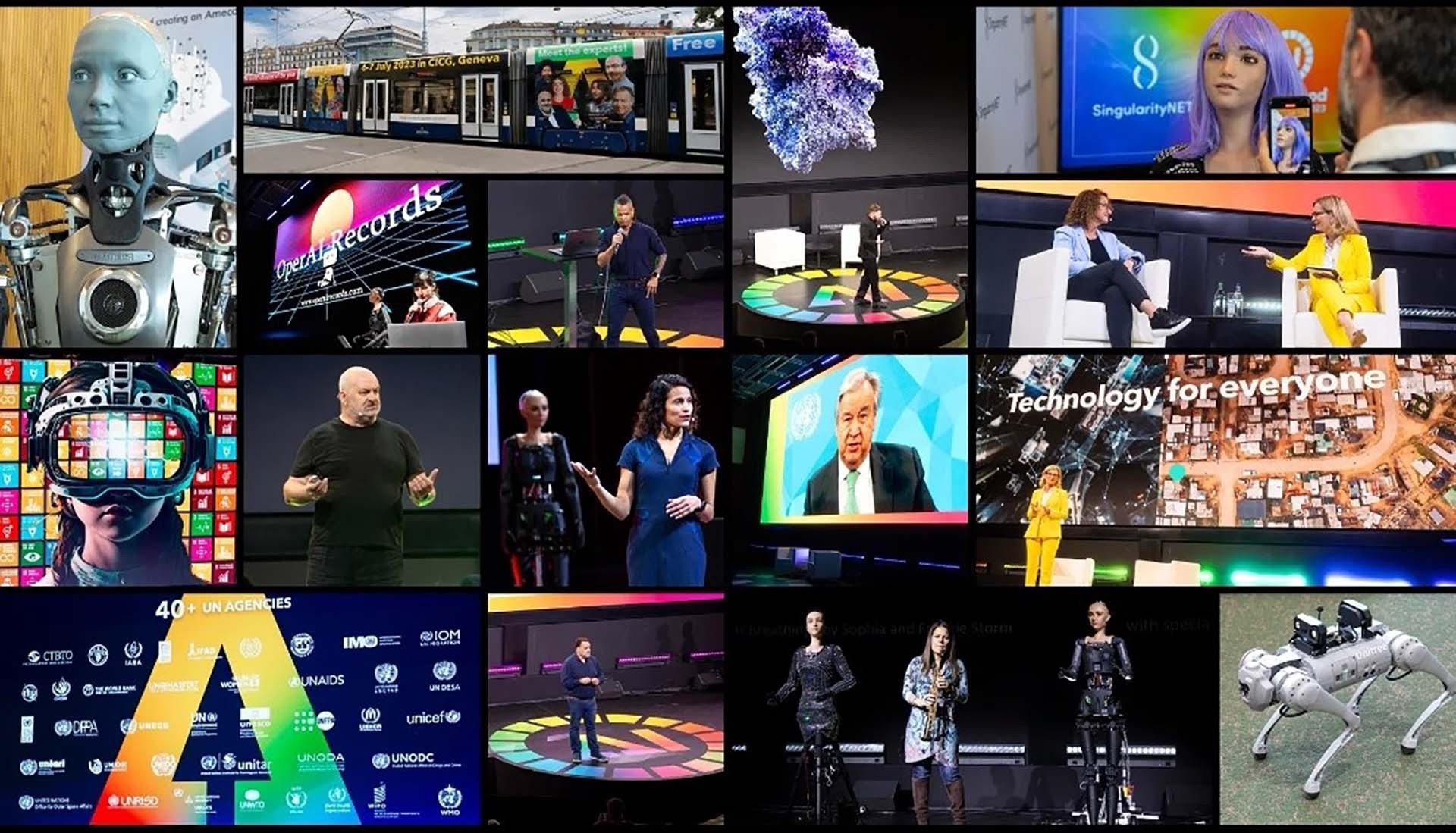 Một số hình ảnh về các cuộc thảo luận và giới thiệu hàng chục loại robots được giới thiệu tại Hội nghị toàn cầu AI vì những điều tốt đẹp, Geneva 6-7/7/2023. (Nguồn: ITU) Một số hình ảnh về các cuộc thảo luận và giới thiệu hàng chục loại robots được giới thiệu tại Hội nghị toàn cầu AI vì những điều tốt đẹp, Geneva 6-7/7/2023. (Nguồn: ITU)