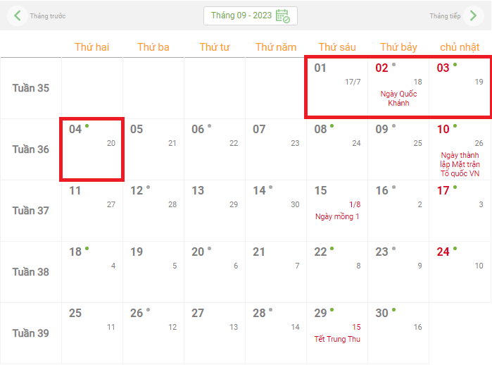 Lịch nghỉ Lễ Quốc khánh 2/9 năm 2023 với cán bộ, công chức, viên chức và người lao động Lịch nghỉ Lễ Quốc khánh 2/9 năm 2023 với cán bộ, công chức, viên chức và người lao động