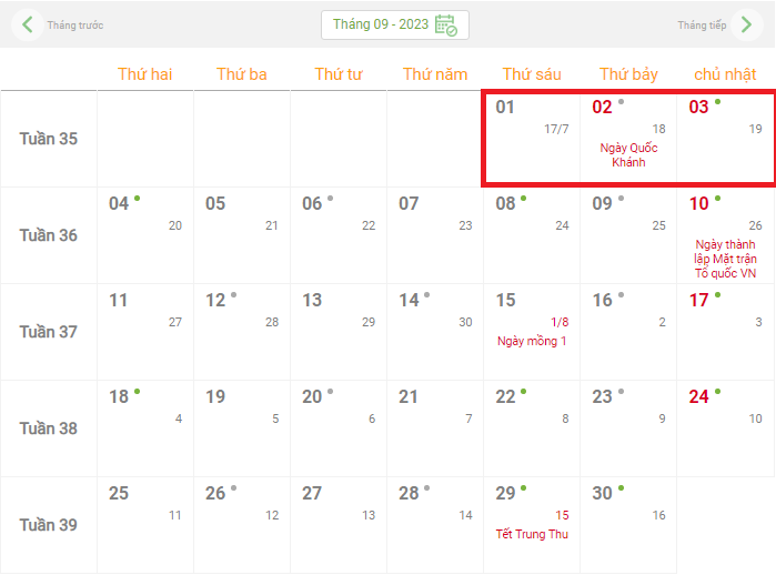 Lịch nghỉ Lễ Quốc khánh 2/9 năm 2023 với cán bộ, công chức, viên chức và người lao động Lịch nghỉ Lễ Quốc khánh 2/9 năm 2023 với cán bộ, công chức, viên chức và người lao động