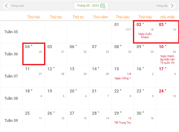 Lịch nghỉ Lễ Quốc khánh 2/9 năm 2023 với cán bộ, công chức, viên chức và người lao động Lịch nghỉ Lễ Quốc khánh 2/9 năm 2023 với cán bộ, công chức, viên chức và người lao động