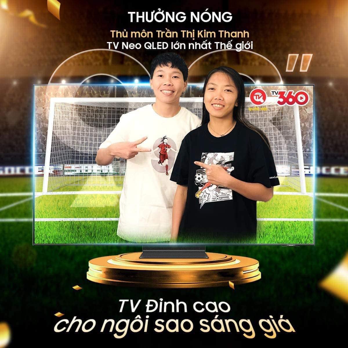 Samsung thưởng nóng TV Neo QLED 4K 98 inch cho thủ môn sinh năm 1993 (Ảnh: FB của Trần Thị Kim Thanh) Samsung thưởng nóng TV Neo QLED 4K 98 inch cho thủ môn sinh năm 1993 (Ảnh: FB của Trần Thị Kim Thanh)