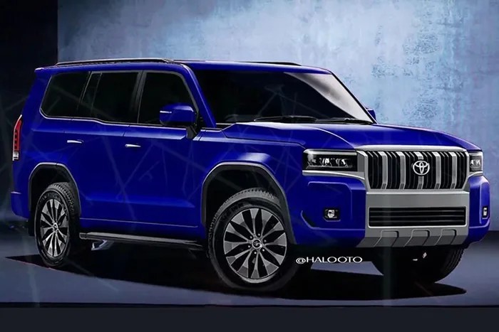 Toyota Land Cruiser Prado 2024 sở hữu thiết kế đầu xe vuông vức và thẳng đứng.