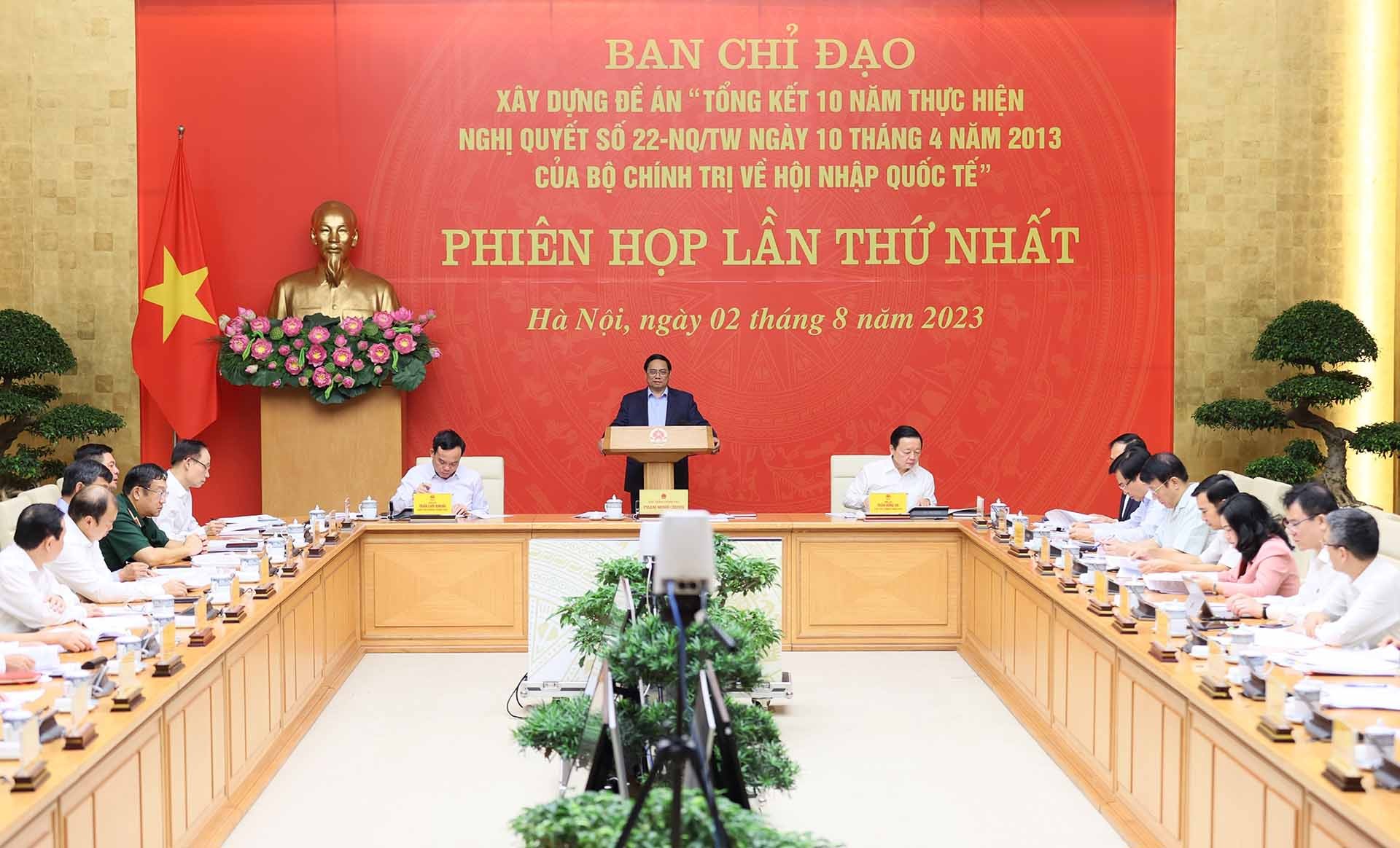 Thủ tướng Phạm Minh Chính chủ trì phiên họp lần thứ nhất Ban chỉ đạo tổng kết 10 năm về hội nhập quốc tế. (Nguồn: TTXVN) Thủ tướng Phạm Minh Chính chủ trì phiên họp lần thứ nhất Ban chỉ đạo tổng kết 10 năm về hội nhập quốc tế. (Nguồn: TTXVN)