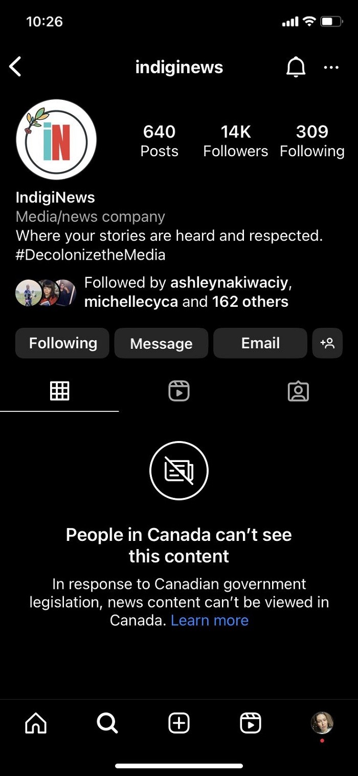 Instagram cũng chặn người dùng ở Canada xem tin tức. Instagram cũng chặn người dùng ở Canada xem tin tức.