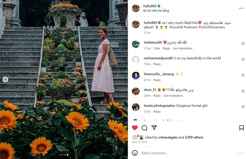 Một trong nhiều bài chia sẻ của cô Fatima Almattar về Việt Nam trên kênh Instagram @hello965 của mình. Một trong nhiều bài chia sẻ của cô Fatima Almattar về Việt Nam trên kênh Instagram @hello965 của mình.