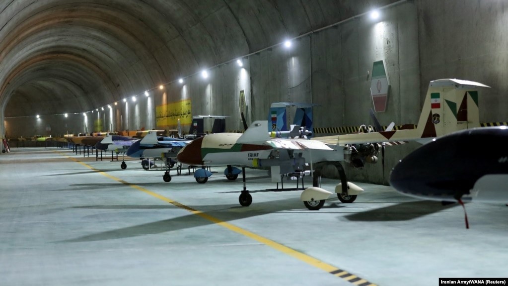 Máy bay không người lái (UAV) của Iran tại một căn cứ bí mật. (Nguồn: Quân đội Iran) Máy bay không người lái (UAV) của Iran tại một căn cứ bí mật. (Nguồn: Quân đội Iran)