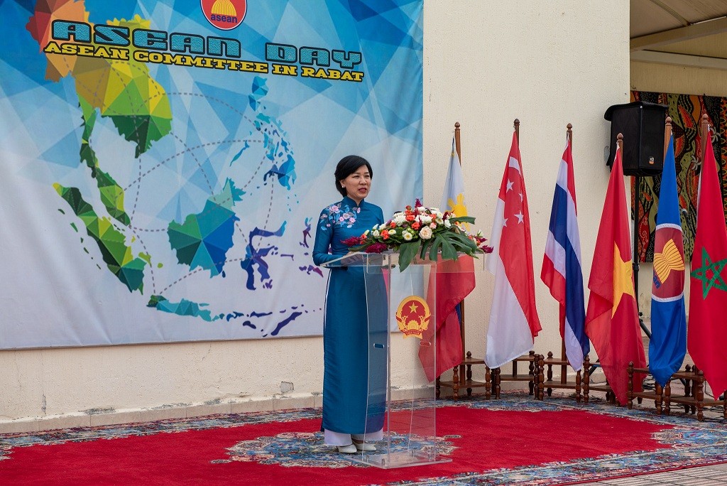 Trang nghiêm Lễ thượng cờ ASEAN tại Morocco Trang nghiêm Lễ thượng cờ ASEAN tại Morocco