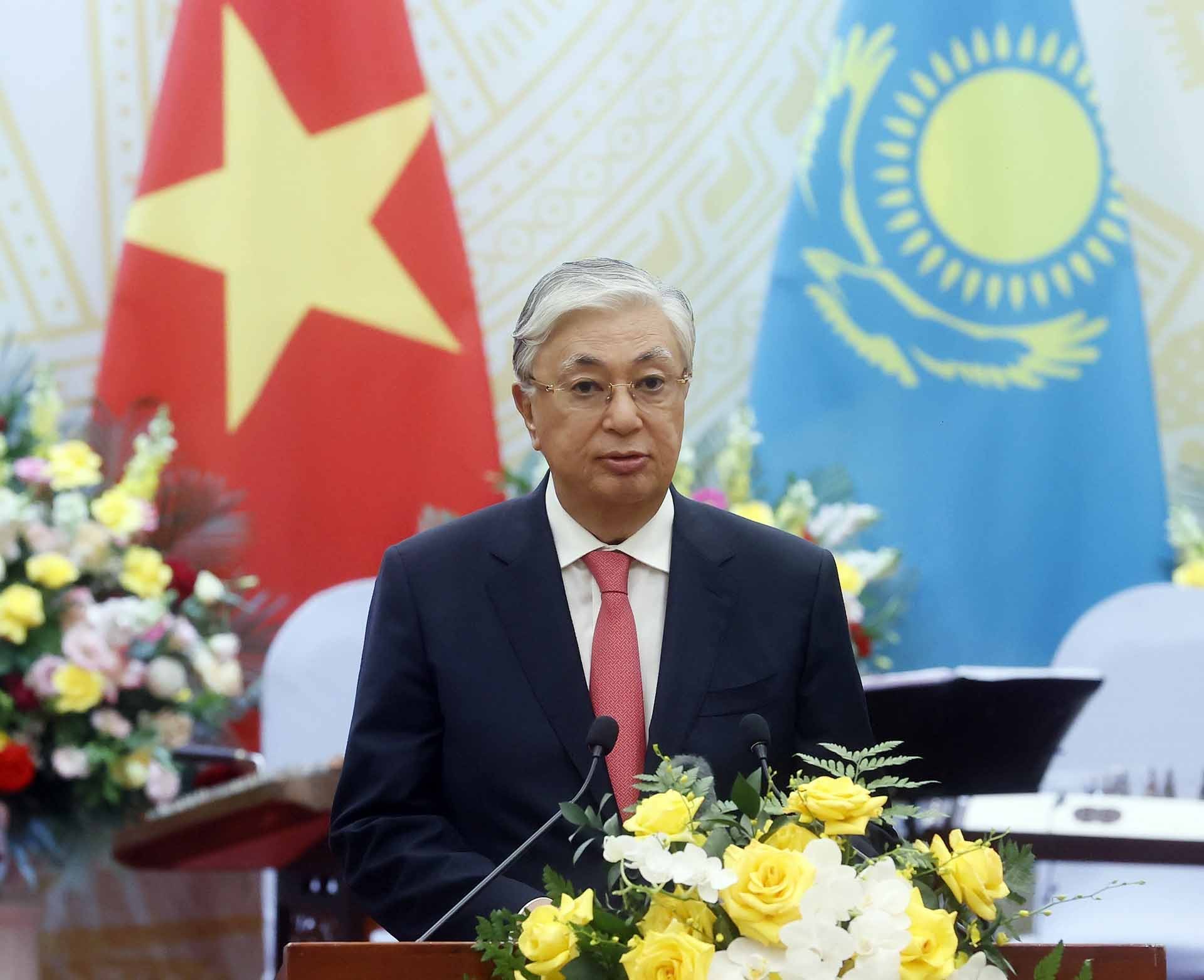 Tổng thống Kazakhstan Kassym-Jomart Tokayev phát biểu. (Nguồn: TTXVN) Tổng thống Kazakhstan Kassym-Jomart Tokayev phát biểu. (Nguồn: TTXVN)