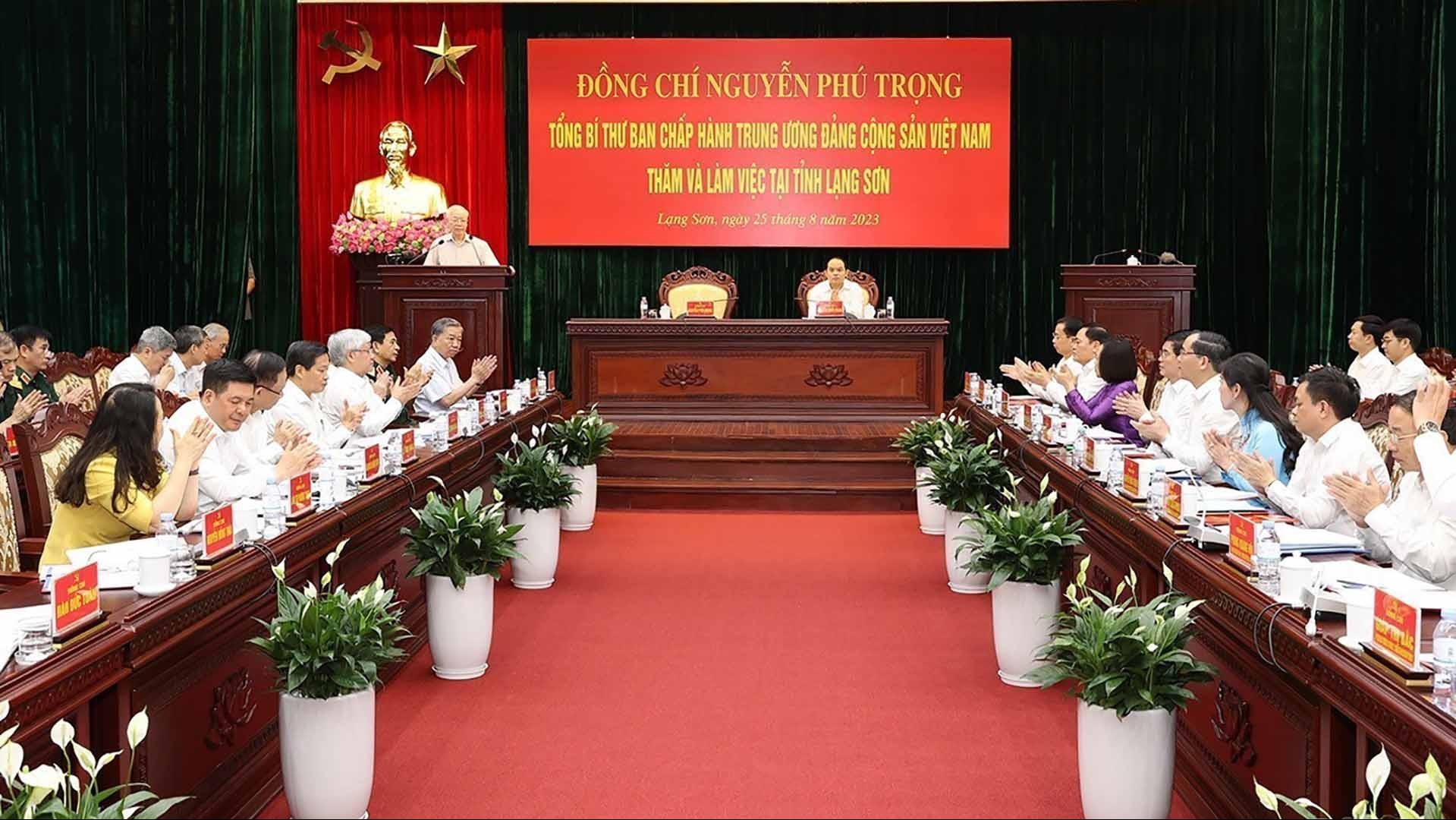 tong bi thu nguyen phu trong tham va lam viec tai tinh lang son