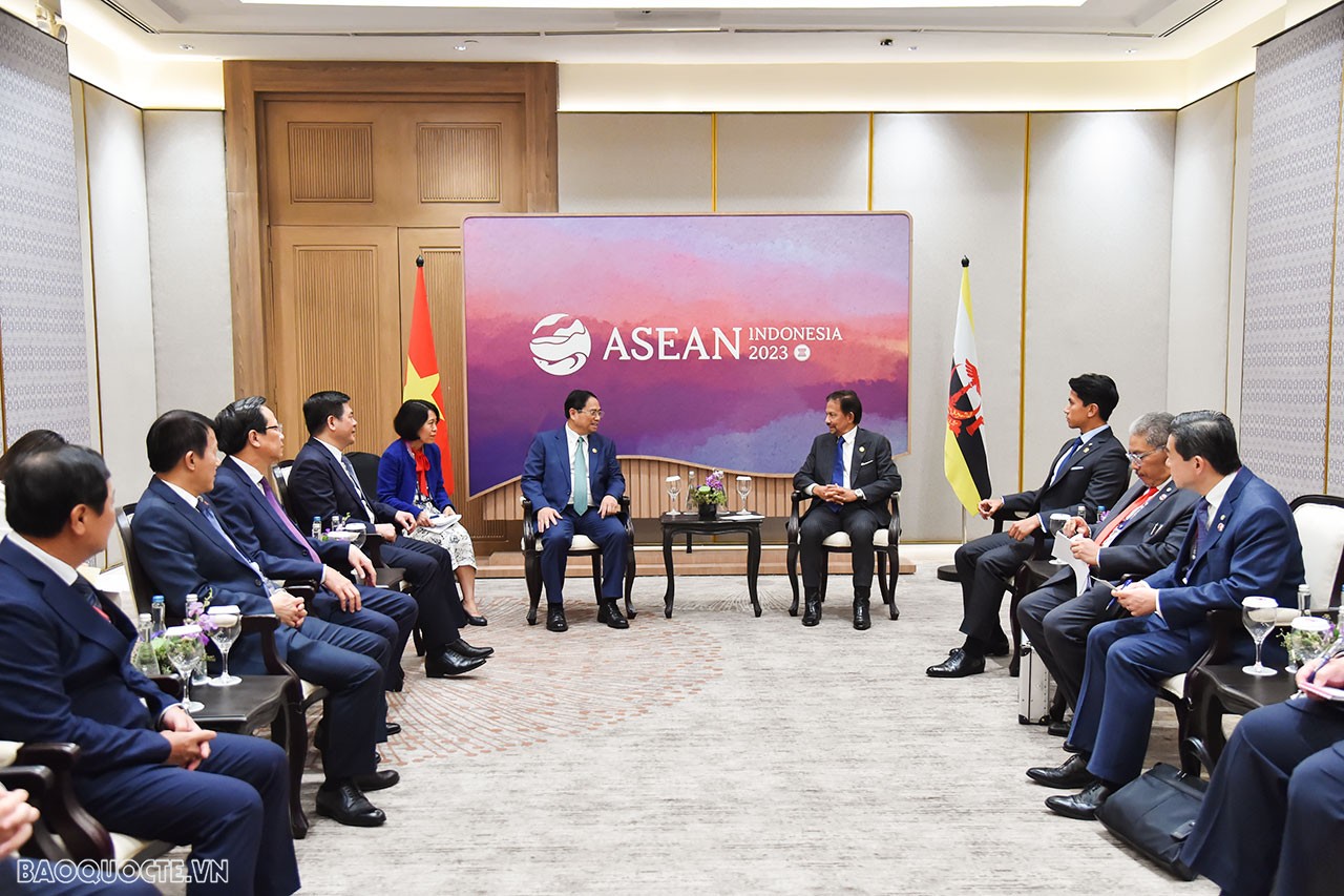 Ngày 6/9, Thủ tướng Chính phủ Phạm Minh Chính đã hội kiến Quốc vương Brunei Darussalam Sultan Haji Hassanal Bolkiah  nhân dịp tham dự Hội nghị Cấp cao ASEAN-43 và các Hội nghị liên quan. (Ảnh: Anh Sơn)
