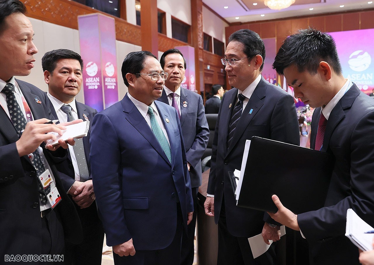 Sáng ngày 6/9, Thủ tướng Chính phủ Phạm Minh Chính đã cùng Lãnh đạo các nước dự các Hội nghị Cấp cao ASEAN-Nhật Bản lần thứ 26. (Ảnh: Anh Sơn)