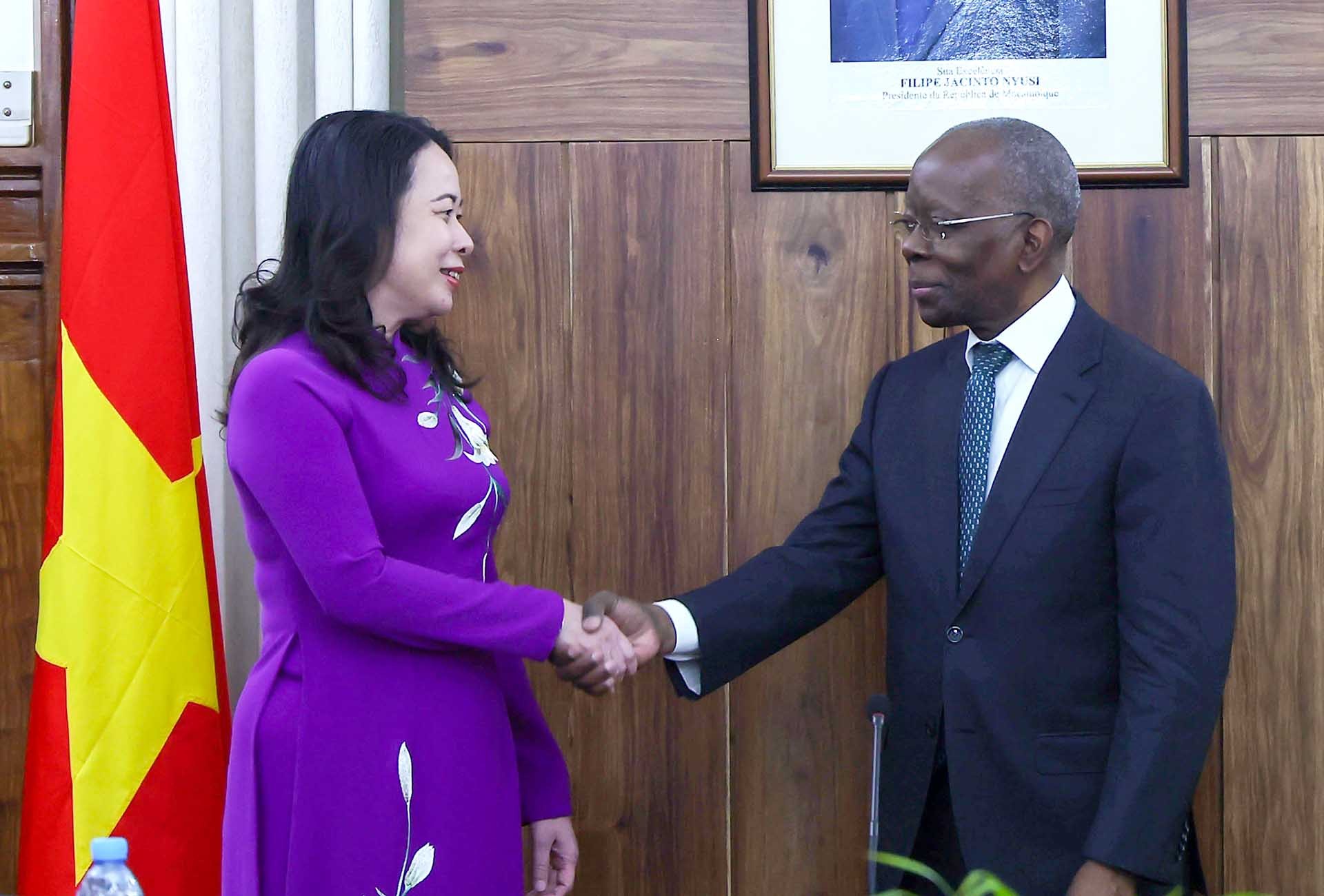 Phó Chủ tịch nước Võ Thị Ánh Xuân và Thủ tướng Mozambique Adriano Afonso Maleiane. Ảnh: Lâm Khánh - TTXVN Phó Chủ tịch nước Võ Thị Ánh Xuân và Thủ tướng Mozambique Adriano Afonso Maleiane. Ảnh: Lâm Khánh - TTXVN