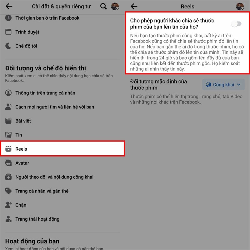 Hướng dẫn cách chặn người khác chia sẻ Reels lên story Facebook