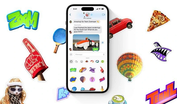 Stickers Drawer: Với ngăn nhãn dán mới, người dùng iPhone có thể truy cập vào Live Stickers, biểu tượng, memoji cùng những bộ nhãn dán khác tại cùng một nơi. Nhãn dán cũng sẽ đồng bộ với iCloud giúp người dùng có thể sử dụng trên các thiết bị iPhone, iPad và Mac. Stickers Drawer: Với ngăn nhãn dán mới, người dùng iPhone có thể truy cập vào Live Stickers, biểu tượng, memoji cùng những bộ nhãn dán khác tại cùng một nơi. Nhãn dán cũng sẽ đồng bộ với iCloud giúp người dùng có thể sử dụng trên các thiết bị iPhone, iPad