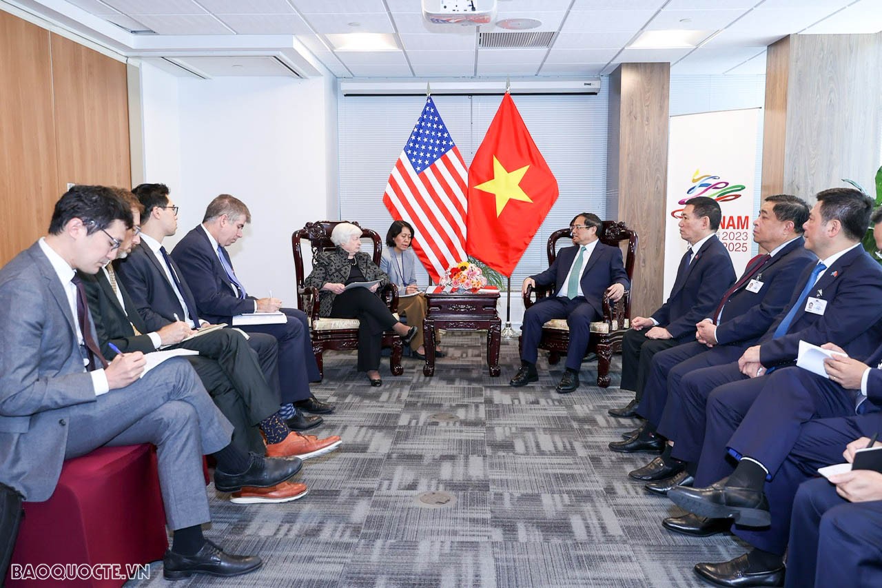 undefined Thủ tướng Chính phủ Phạm Minh Chính tiếp Bộ trưởng Tài chính Hoa Kỳ Janet Yellen