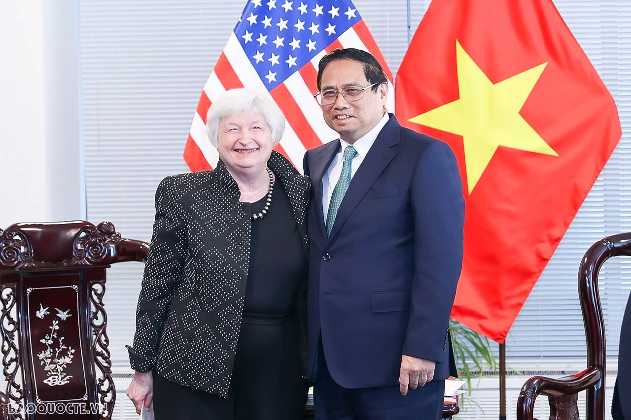 Thủ tướng Chính phủ Phạm Minh Chính tiếp Bộ trưởng Tài chính Hoa Kỳ Janet Yellen Thủ tướng đề nghị Hoa Kỳ hạn chế các biện pháp phòng vệ thương mại đối với các mặt hàng dệt may, nông sản Việt Nam
