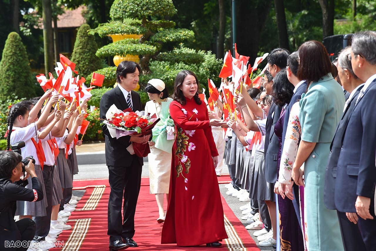 Lễ đón chính thức Hoàng Thái tử Nhật Bản Akishino và Công nương tại Phủ Chủ tịch