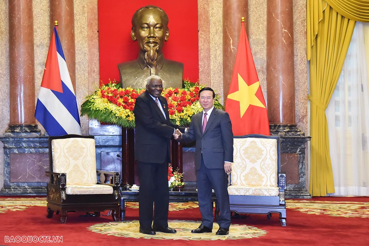 Ngày 25/9/2023, tại Phủ Chủ tịch, Chủ tịch nước Võ Văn Thưởng tiếp Chủ tịch Quốc hội Cuba Esteban Lazo Hernández. (Ảnh: Anh Sơn) Ngày 25/9/2023, tại Phủ Chủ tịch, Chủ tịch nước Võ Văn Thưởng tiếp Chủ tịch Quốc hội Cuba Esteban Lazo Hernández. (Ảnh: Anh Sơn)