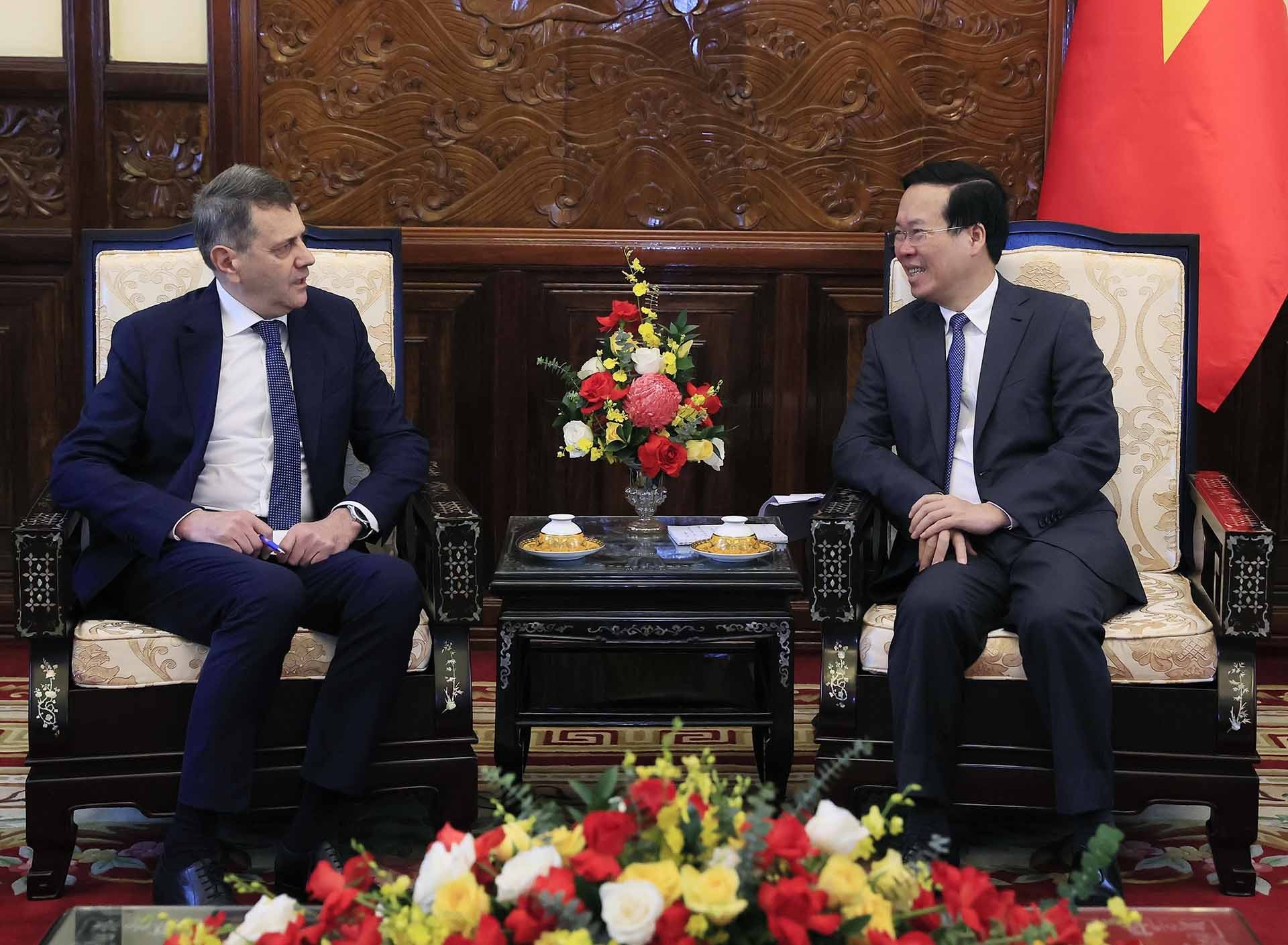 Chủ tịch nước Võ Văn Thưởng tiếp Đại sứ Bulgaria Pavlin Todorov. (Nguồn: TTXVN) Chủ tịch nước Võ Văn Thưởng tiếp Đại sứ Bulgaria Pavlin Todorov. (Nguồn: TTXVN)