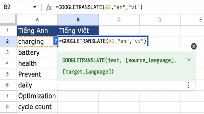 Hướng dẫn cách dịch văn bản trong Google Sheet siêu đơn giản