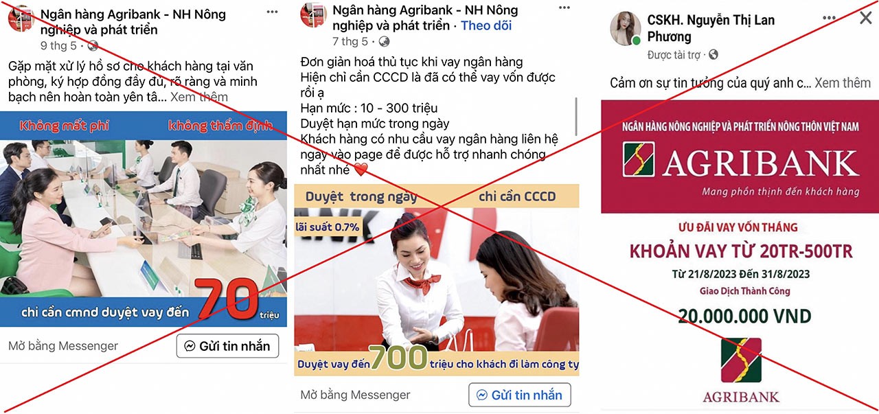 Xuất hiện hàng trăm tên miền giả mạo, 95% là các hành vi lừa đảo trên internet nhắm vào lĩnh vực ngân hàng, tài chính. Trong ảnh: Agribank cảnh báo về các trang giả mạo ngân hàng. (Nguồn: Vietnamnet) Xuất hiện hàng trăm tên miền giả mạo, 95% là các hành vi lừa đảo trên internet nhắm vào lĩnh vực ngân hàng, tài chính. Trong ảnh: Agribank cảnh báo về các trang giả mạo ngân hàng. (Nguồn: Vietnamnet)