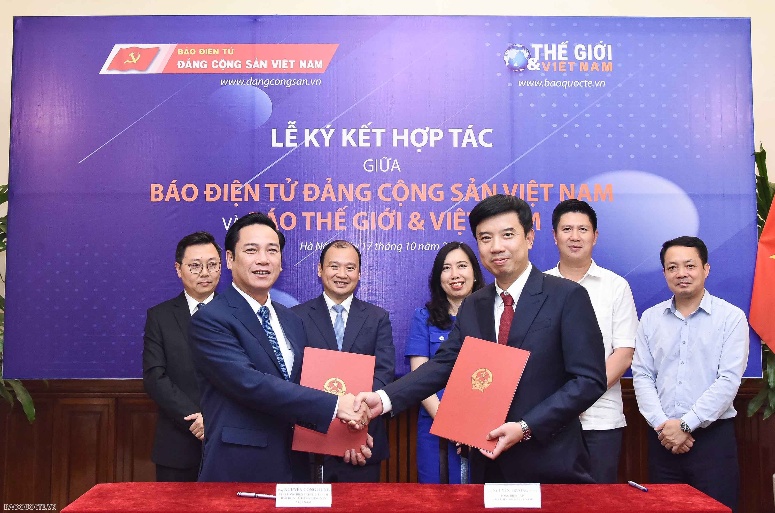 Báo Thế giới và Việt Nam và Báo điện tử Đảng Cộng sản Việt Nam ký bản ghi nhớ hợp tác