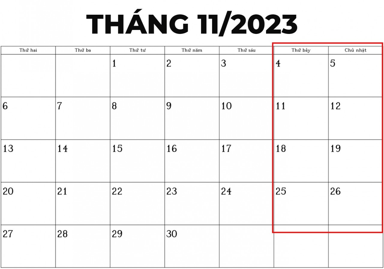Lịch nghỉ tháng 11/2023 của cán bộ, công chức, viên chức và người lao động ở công ty tư nhân