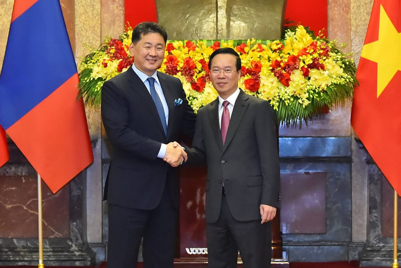 Chủ tịch nước Võ Văn Thưởng chủ trì lễ đón và hội đàm với Tổng thống Mông Cổ Ukhnaagiin Khurelsukh