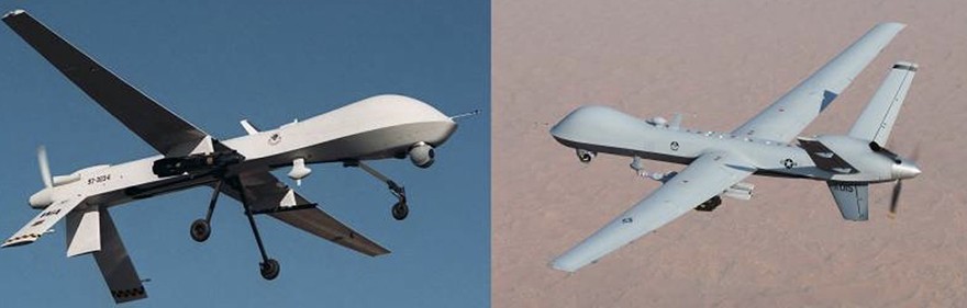 MQ-1 Predator (trái) và MQ-9 Reaper (phải) MQ-1 Predator (trái) và MQ-9 Reaper (phải)