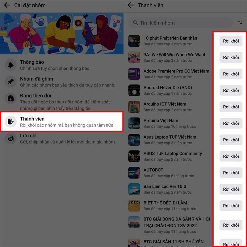 Rời nhiều nhóm trên Facebook cùng lúc nhanh chóng, đơn giản nhất