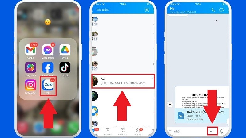 Hướng dẫn gửi file Word qua Zalo trên điện thoại và máy tính