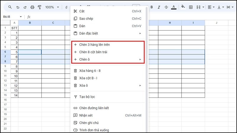 4 cách chèn nhiều dòng trong Google Sheets đơn giản, hiệu quả 4 cách chèn nhiều dòng trong Google Sheets đơn giản, hiệu quả
